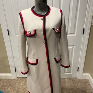 SOLD Gucci off white, red and blue wool coat size 44